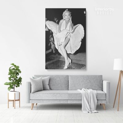 Marilyn Monroe American Model White Dress Wall Artwork Hanging Canvas