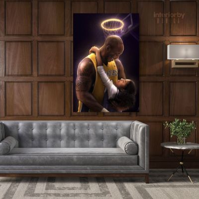 Gianna and Kobe Bryant Photo Print Canvas Basketball Player Last Game Mamba Mentality Home Decor