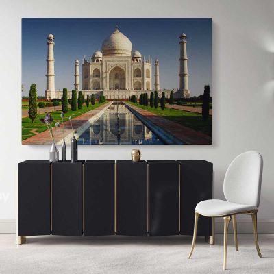 Taj Mahal Canvas with Frame Landscape Wall Art Home Decoration Living Room Bedroom Nursery 7 Wonders of the World Poster Print Mural Gift