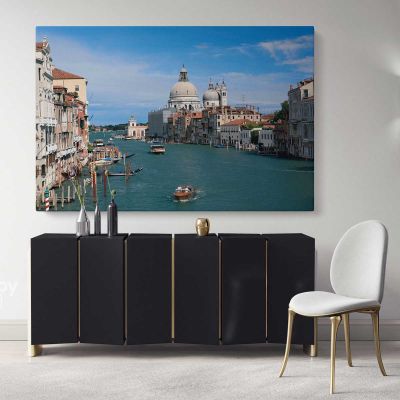 Venice Cityscape with Sky and Water Wall Art Canvas with Frame Wall Hangings Print Poster Home Decoration Living Room Bedroom Mural Gift