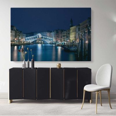 City of Romance Venice Cityscape with Water Wall Art Canvas with Frame Wall Hangings Print Poster Home Decor Living Room Bedroom Mural Gift