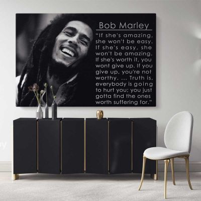 Bob Marley Positive Quotes Art Canvas Bob Marley Art Canvas Poster Printed Picture Wall Art Decoration Jamaican Singer Black & White Canvas