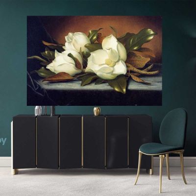 Giant White Magnolia Flower Artwork Print Poster Canvas Floral Wall Art Wall Hangings Home Decoration Living Room Wife Gifts Magnolia Flower