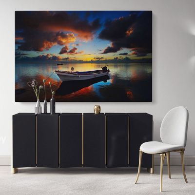 Boat Scenery Photo Print Poster on Canvas with Frame or Rolled Canvas ation Wall Mural Hangings Gifts Bedroom Marine Canvas