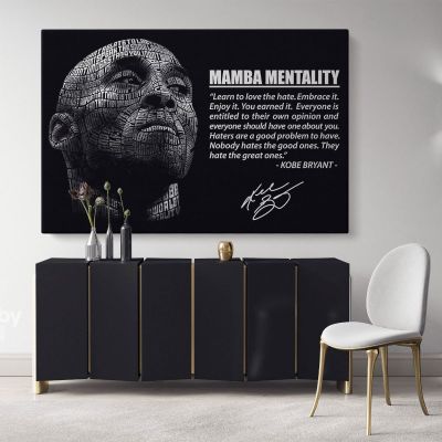 Mamba Mentality Motivational Quotes Kobe Bryant Basketball Player Photo Print Poster Canvas Home Decor Sports Wall Art Mural Hangings Gift