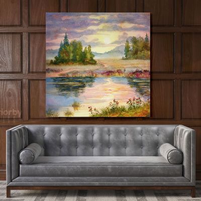 Beautiful Modern Watercolour Scenery Paint Canvas with Frame Painting Wall Art Picture Poster Print ation Living Room Mural Gift