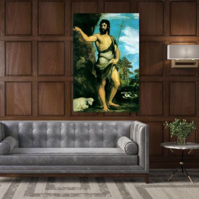 Saint John the Baptist Famous Painting by Leonardo Da Vinci Photo Print on Canvas Home Decoration Wall Mural Hangings Gift