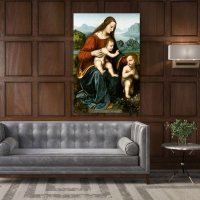 Saint John the Baptist Painting by Leonardo Da Vinci Photo Print on Canvas Home Decor Living Room Wall Mural Hangings Gift