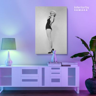 Black and White Canvas Sexy Marilyn Monroe Model Singer Nude Photo Poster Print on Canvas Frame Wall Artwork Mural