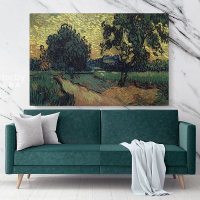 Landscape at Twilight by Vincent Van Gogh Dutch Painter Original Painting Canvas Photo Print with Frame Wall Mural