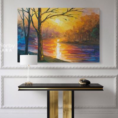 Leonid Afremov Original Oil Painting Canvas Photo Print Yellow River Famous Posters Home Decor Wall Mural