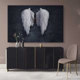 Banksy Style White Angel Wings canvas wall prints