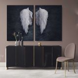 Canvas Wall Mural Hangings White Angel Wings