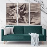 Pablo Picasso: Two Women Running on the Beach Artistic Modernism Painting Canvas Photo Print Wall Mural Home Decor - Huetion