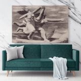 Pablo Picasso: Two Women Running on the Beach Artistic Modernism Painting Canvas Photo Print Wall Mural Home Decor - Huetion