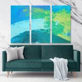 Blue Abstract Painting Photo Print on Canvas with Frame Artworks Wall Posters Hangings Canvas Gift - Huetion